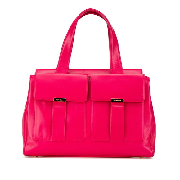 Saint Laurent Logo Metal Handbag Pink Leather s - Picture 1 of 11